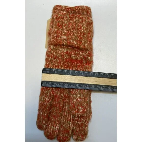 Frye & Co NWT Scarlet Space Dye Beanie & Matching Gloves w/Cuff Coral Tan Cream - Picture 11 of 12